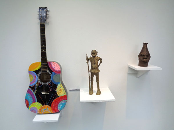 Painted Guitar and two little sculptures